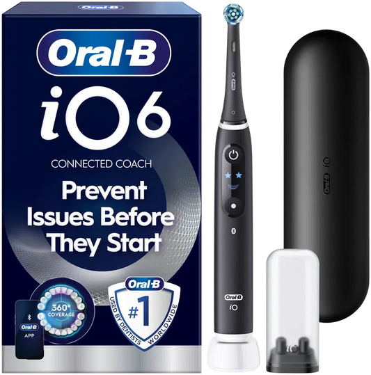 Oral-B iO6 Black Lava电动牙刷+旅行盒+牙刷架+备用刷头｜Oral-B iO6 Black Lava sähköhammasharja +matkakotelo + hammasharjateline + lisävaihtoharja