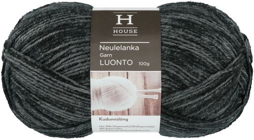 House 图案纱线 Luonto 100克 黑/灰