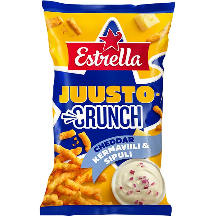 Estrella Juusto Crunch Kermaviili & Sipuli 200g-Estrella 奶酪脆饼奶油奶酪和洋葱 200g