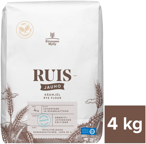 Kinnusen Mylly 4 kg Ruisjauho｜Kinnusen Mylly 4公斤 黑麦面粉
