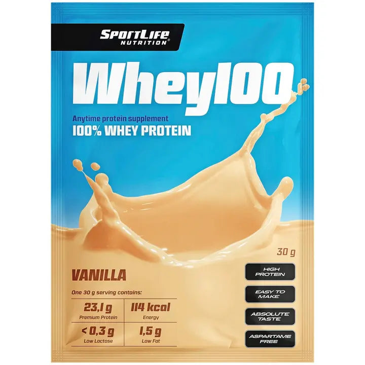 SportLife Nutrition Whey100 30g vanilja heraproteiinijauhe-Sportlife Nutrition Whey100 30克香草乳清蛋白粉