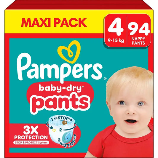 Pampers BabyDry Pants S4 9-15kg 94kpl vaippa｜Pampers BabyDry Pants S4 9-15公斤 94片尿布