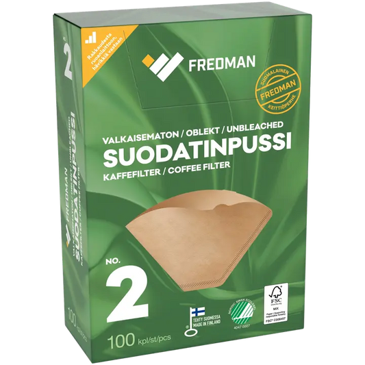 Fredman suodatinpussi No 2 valkaisematon 100kpl｜Fredman 2号未漂白过滤袋 100kpl