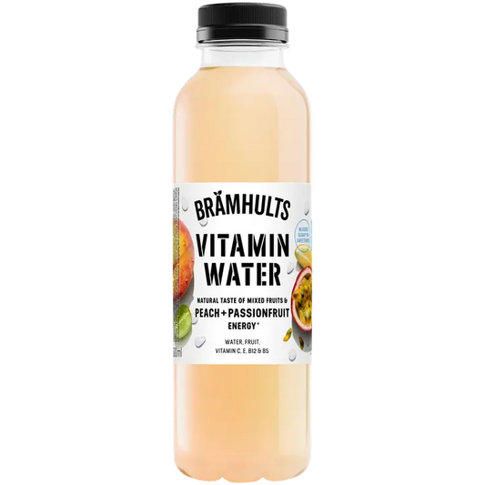 Brämhults Vitamin Water vitaminoitu Rypäle-persikka-passion-sitruuna hedelmäjuoma 0,5 L｜Brämhults 维生素水维生素葡萄、桃子、百香果、柠檬果汁饮料 0,5 L
