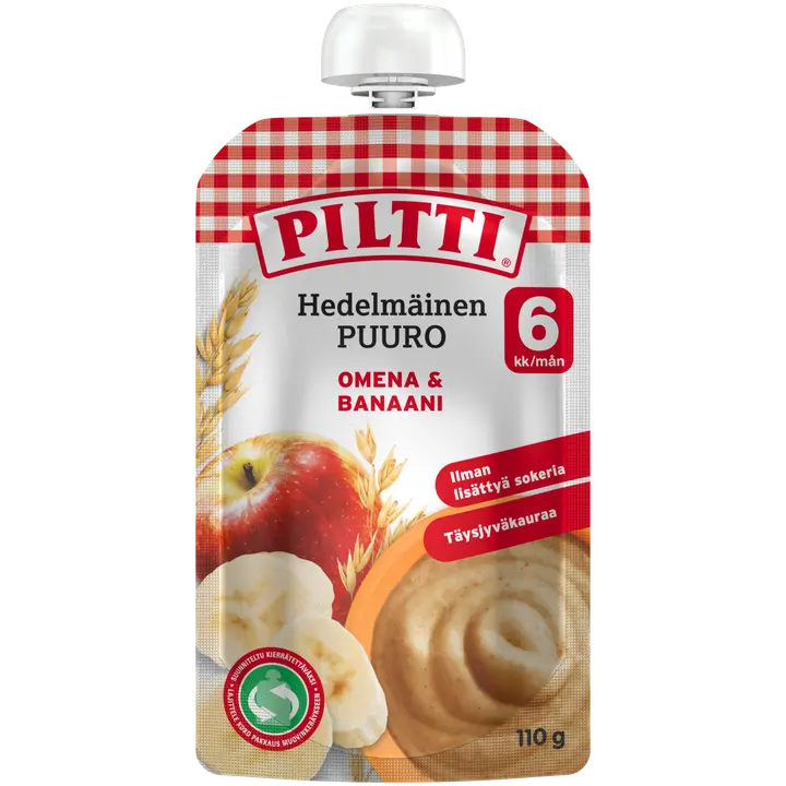 Piltti 110g Hedelmäinen Puuro Omena-banaani 6kk annospussi｜Piltti 110克苹果香蕉水果粥6个月袋装