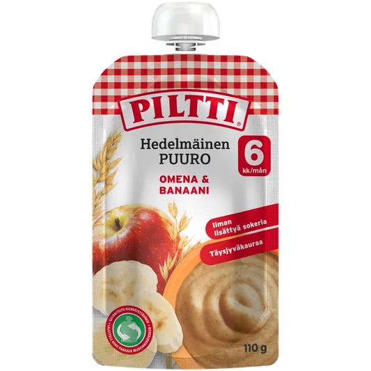 Piltti 110g Hedelmäinen Puuro Omena-banaani 6kk annospussi｜Piltti 110克苹果香蕉水果粥6个月袋装