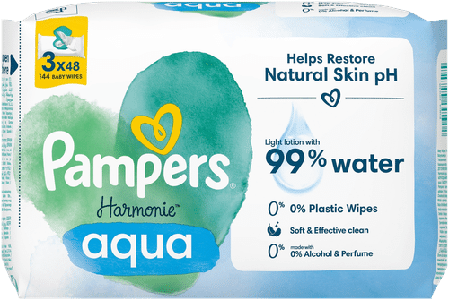 Pampers Harmonie Aqua 144片清洁湿巾｜Pampers Harmonie Aqua 144kpl puhdistuspyyhe