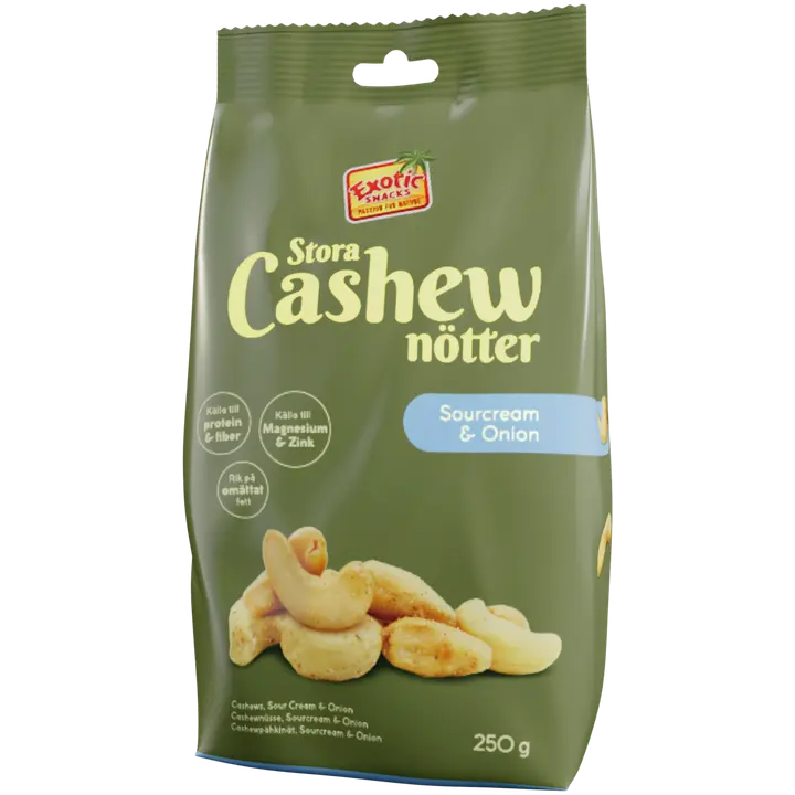 Exotic Snacks Cashew S/O kermaviili & sipuli 250g-Exotic Snacks 腰果 S/O 奶油奶酪和洋葱 250g
