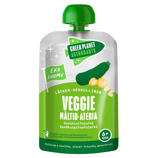 Green Planet Astronauts Luomu 
Luomu Veggie-ateria Kesäkurpitsafalafel 100g 6kk+｜Green Planet Astronauts 有机 
有机素食餐西葫芦沙拉三明治 100 克 6 个月+