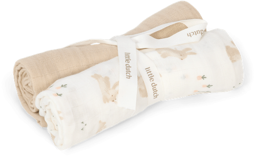 Little Dutch 纱布巾 2条 70x70cm 小兔款｜Little Dutch harsoliina 2kpl 70x70cm Baby Bunny