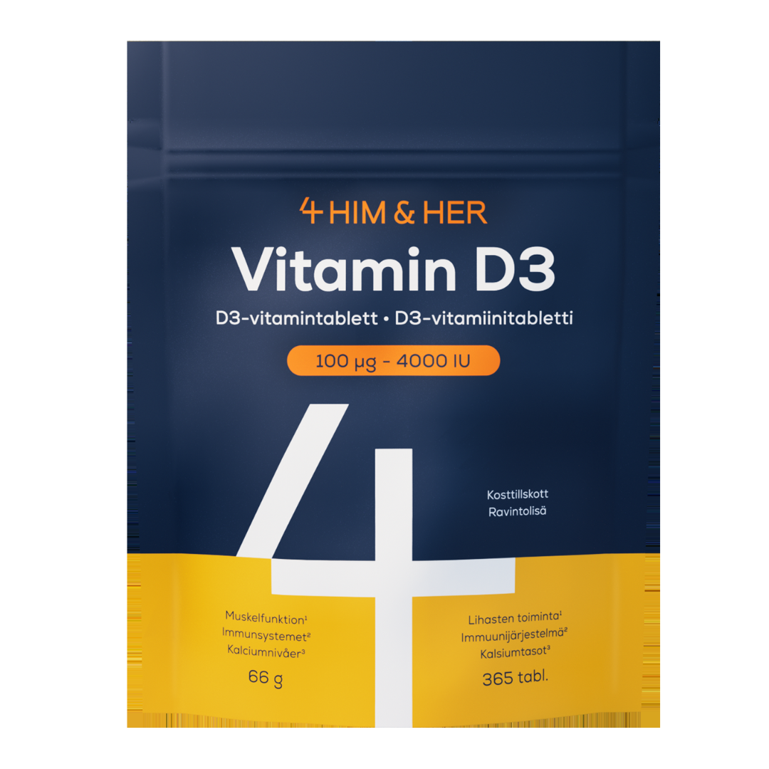 4HIM & 4HER Vitamin D3 100 µg 4000 IU - D3-vitamiinitabletti 365 tabl.｜4Him&4Her 4HIM & 4HER 维生素 D3 100 µg 4000 IU - 维生素 D3 片剂 365 片。