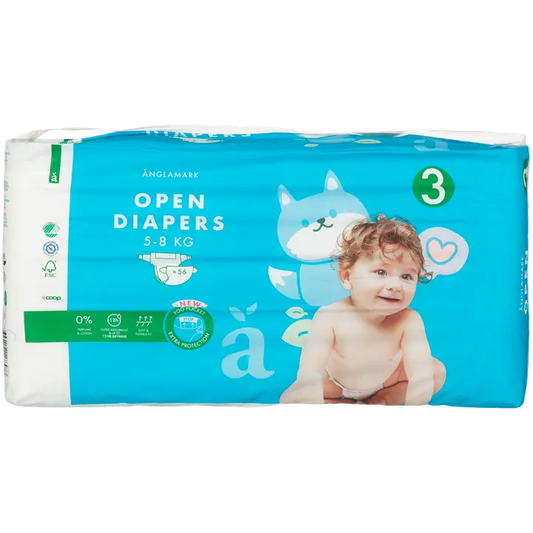Änglamark teippivaippa koko 3, 5-8kg 56 kpl｜Änglamark 胶带尿布尺寸 3、5-8 公斤 56 kpl