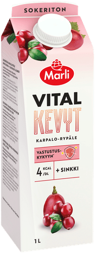 Marli Vital Kevyt Karpalo-rypäle + flavonoidit + sinkkilaktaatti mehujuoma 1 L｜Vital Kevyt Marli Vital Light蔓越莓葡萄+黄酮+乳酸锌果汁饮料 1 L