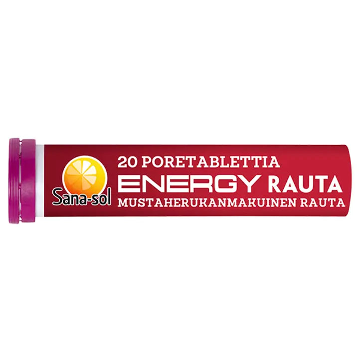 Sana-sol Fe-Energy rauta mustaherukanmakuinen rauta-vitamiiniporetabletti 20kpl-Sana-sol Fe-Energy铁黑加仑味铁维生素泡腾片 20kpl