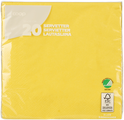 Coop lautasliina keltainen 33x33cm 20kpl