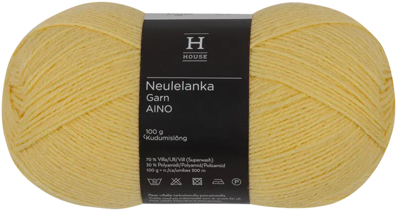 House Aino 羊毛混纺线 100克 浅黄 13171｜House lanka Aino villasekoite 100 g vaalean keltainen 13171