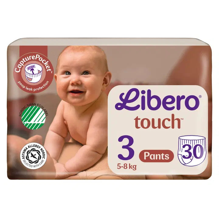 LIBERO Touch housuvaippa koko 3, 30 kpl, 5-8 kg｜Libero 触感尿布尺寸 3，30 片，5-8 公斤