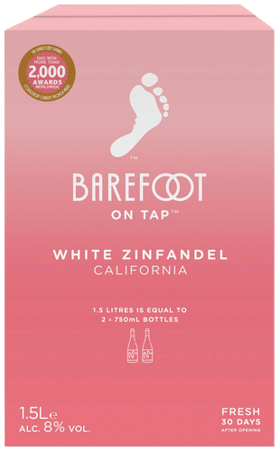 Barefoot White Zinfandel rosee viini 8 til- % 1,5 l bib