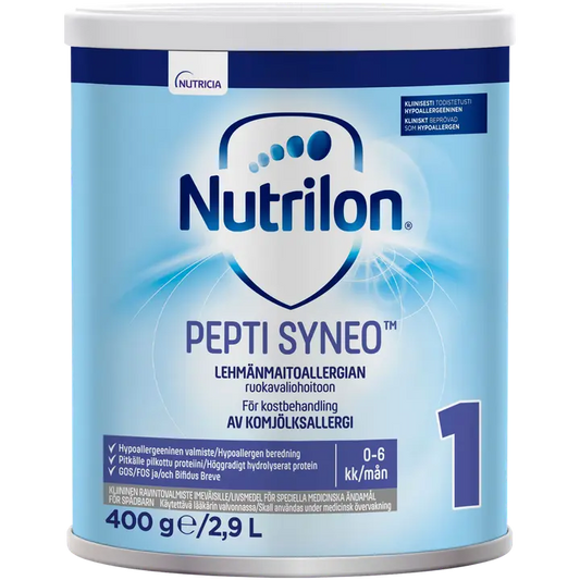 Nutrilon Pepti Syneo 1 400g, kliininen ravintovalmiste lehmänmaitoallergian ruokavaliohoitoon, jauhe, 0-6kk｜Nutrilon Pepti Syneo 1 400g，用于牛奶过敏饮食治疗的临床营养制剂，粉末，0-6 个月