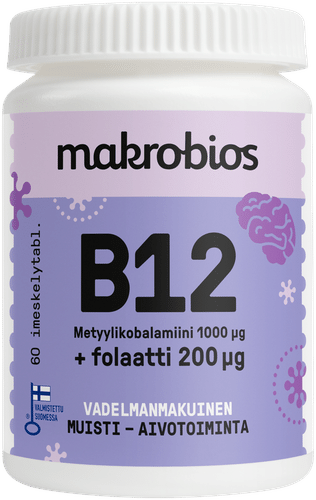 Makrobios B12+叶酸 60片 21g｜Makrobios B12 +folaatti 60 tablettia 21g