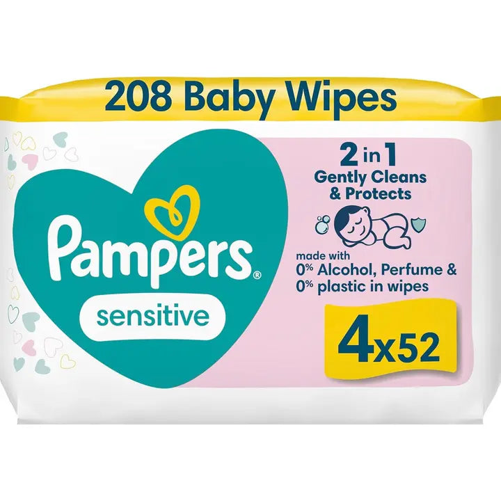 Pampers 4x52kpl Sensitive Baby Wipes puhdistuspyyhe｜Pampers 4x52 片敏感婴儿湿巾清洁巾