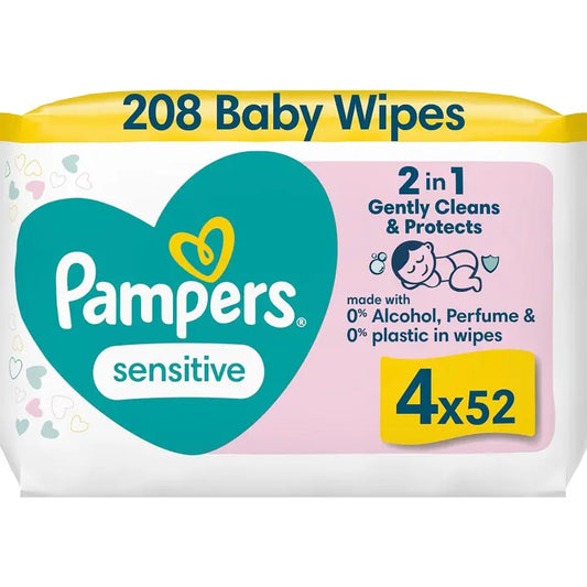 Pampers 4x52kpl Sensitive Baby Wipes puhdistuspyyhe｜Pampers 4x52 片敏感婴儿湿巾清洁巾