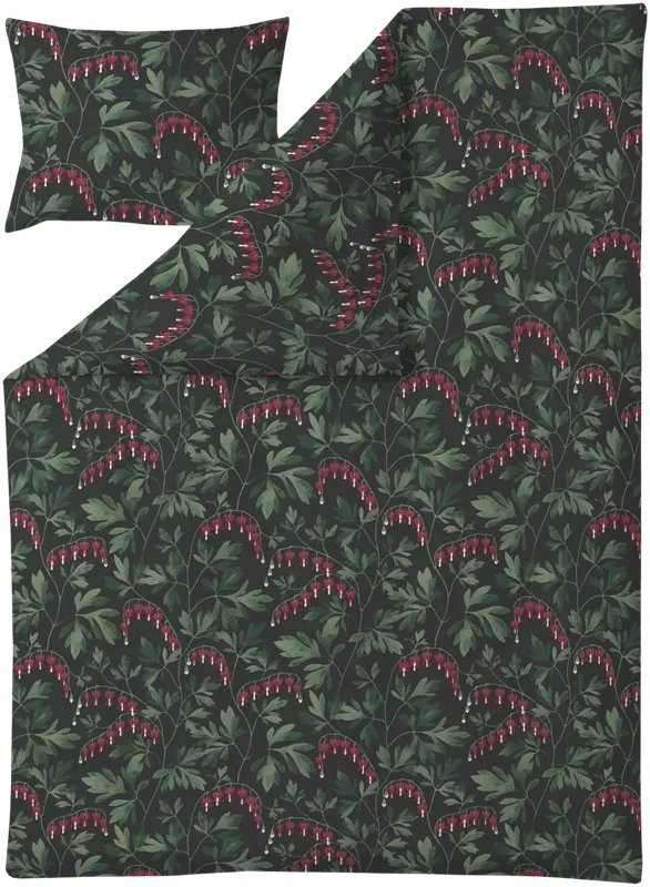 Finlayson 被套套装 破碎的心 150X210 深绿红｜Finlayson pussilakanasetti Särkynytsydän 150X210 t.vihr-punainen