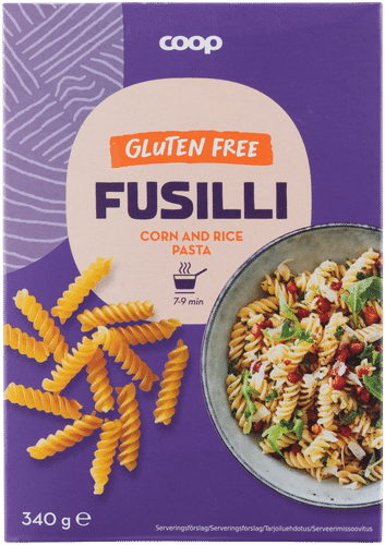 Coop 玉米大米螺旋面 无麸质 340 g｜Coop Fusilli pasta maissista ja riisistä gluteeniton 340 g