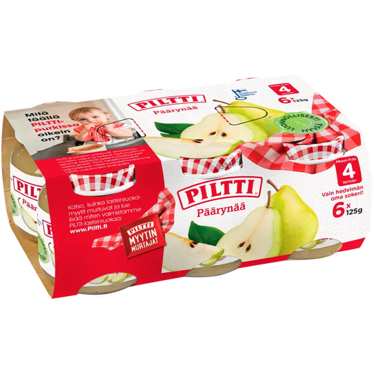 PILTTI 6x125g Päärynää hedelmäsose 4kk｜Piltti 6x125g 梨果泥 4 个月
