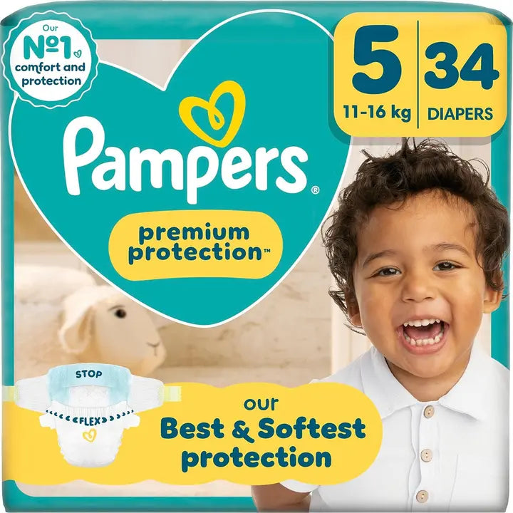 Pampers Premium Protection S5 11-16kg 34kpl vaippa｜Pampers 高级保护 S5 11-16 公斤 34 片尿布