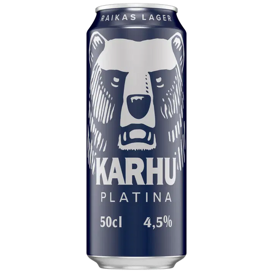 Karhu Platina Lager olut 4,5 til-% tölkki 0,5 L｜Karhu Platina 拉格饮料 4.5 vol% 罐装 0,5 L