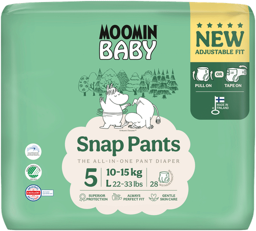 Moomin Baby Snap Pants 拉拉裤 5号 28片 10-15公斤｜Moomin Baby Snap Pants housuvaippa koko 5, 28 kpl, 10-15 kg