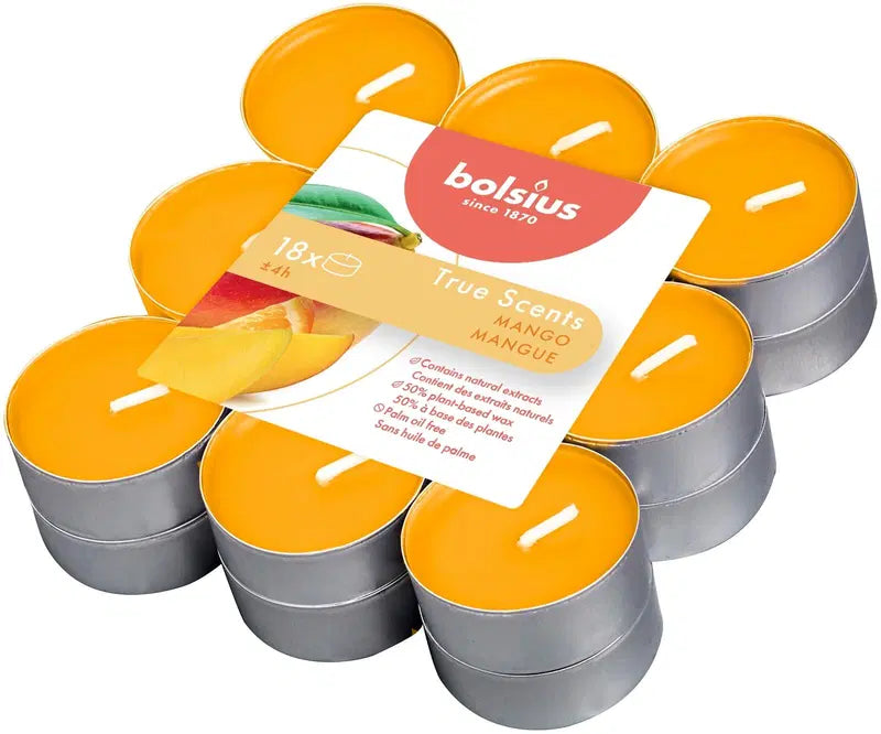 Bolsius True Scents – 香薰加热蜡烛 – 芒果 – 橙色 – 18支/包｜Bolsius True Scents – tuoksulämpökynttilät – Mango – oranssi – 18 kpl/pakkaus