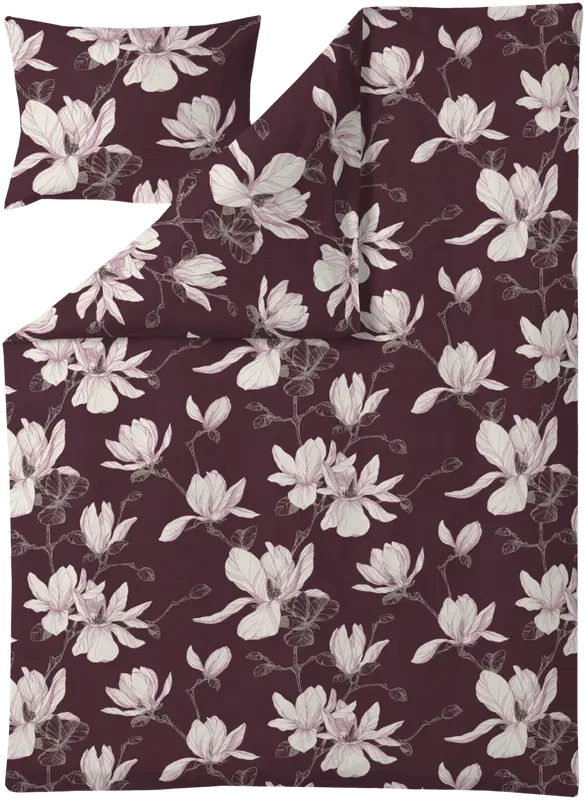 Finlayson 缎面被套套装 Magnolia 150X210+50x60 酒红-粉｜Finlayson satiini pussilakanasetti Magnolia  150X210+50x60  viininpunainen-roosa