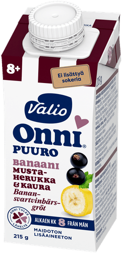 Onni Valio Onni® 香蕉黑加仑燕麦粥 215克 UHT（8个月起）｜Valio Onni® Banaani-mustaherukkakaurapuuro 215 g UHT (alk 8 kk)