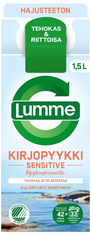 Lumme 彩色衣物敏感肌浓缩洗衣液 1500ml｜Lumme Kirjopyykki Sensitive tiivistetty pyykinpesuneste 1500ml