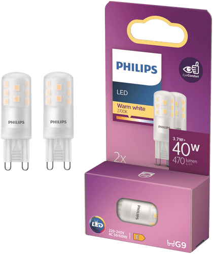 Philips LED灯泡G9 3.7W 2700K 470LM 2 kpl