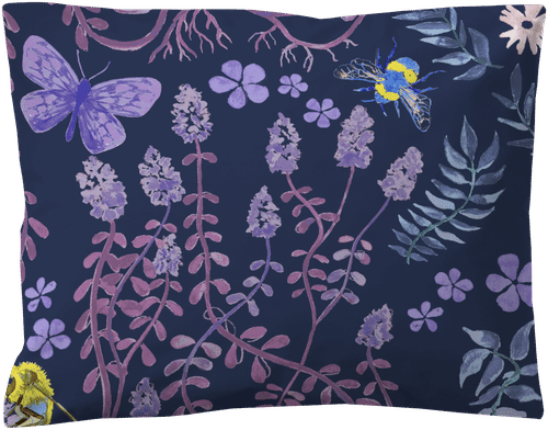 Finlayson satiini tyynyliina Puutarhajuhla 50X60 tumma sininen-lila