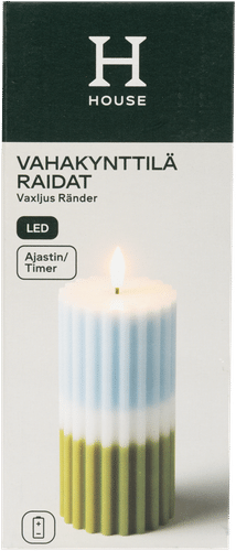 House LED-vahakynttilä Raidat 15 cm vaaleansininen