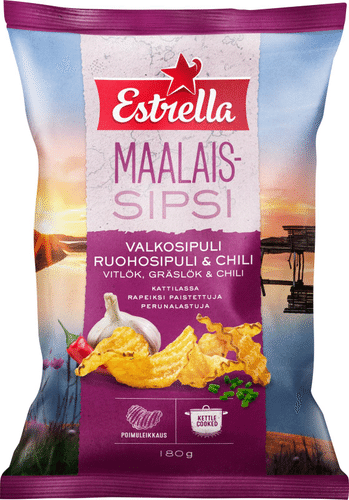 Estrella 乡村薯片 大蒜、细香葱和辣椒味 180g