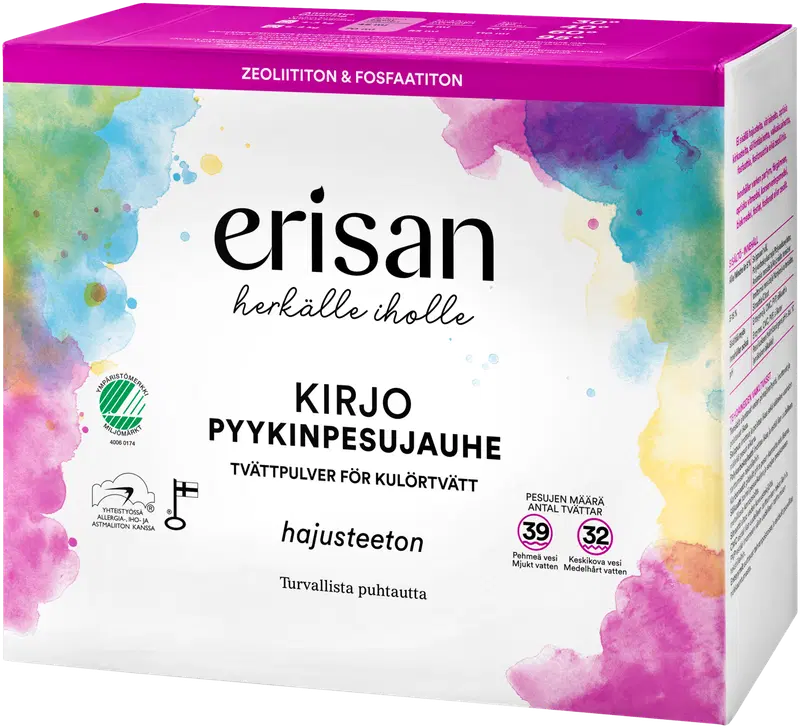Erisan 无香型彩色衣物洗衣粉 1,5 kg｜Erisan Hajusteeton Kirjo Pyykinpesujauhe 1,5 kg