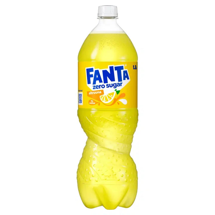 Fanta Sitruuna Zero virvoitusjuoma muovipullo 1,5 L｜Fanta 柠檬零软饮料塑料瓶 1,5 L
