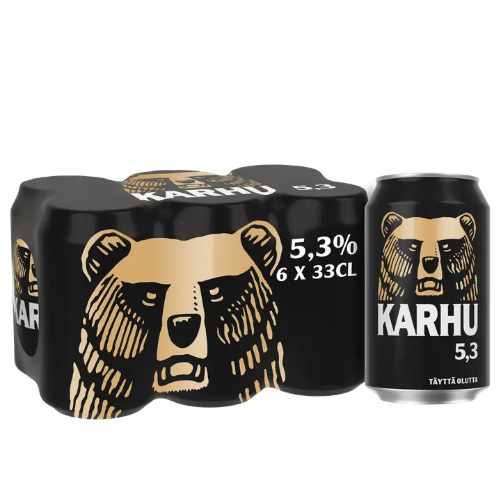 6-pack Karhu Lager olut 5,3% tölkki 0,33 L｜Karhu 6 罐装 Karhu 拉格饮料 5.3% 罐装 0,33 L