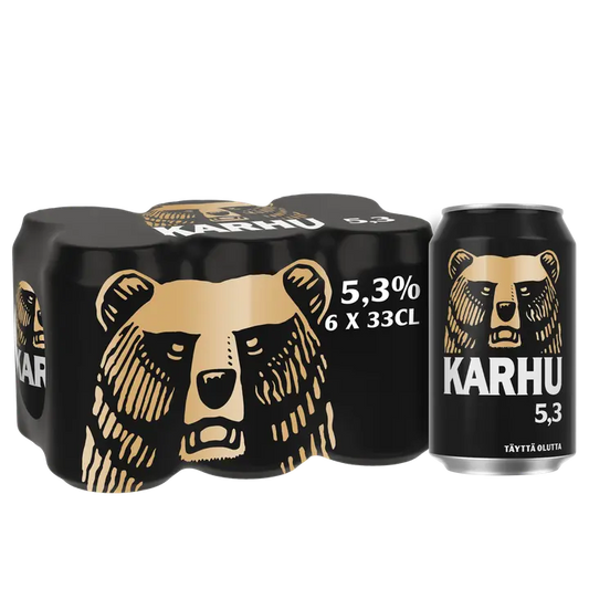 6-pack Karhu Lager olut 5,3% tölkki 0,33 L｜Karhu 6 罐装 Karhu 拉格饮料 5.3% 罐装 0,33 L