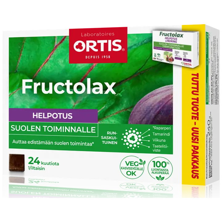 Fructolax Helpotus runsaskuituinen hedelmäkuutio ravintolisä 240g/24 kpl-Fructolax Relief高纤维水果块辅食240g/24粒