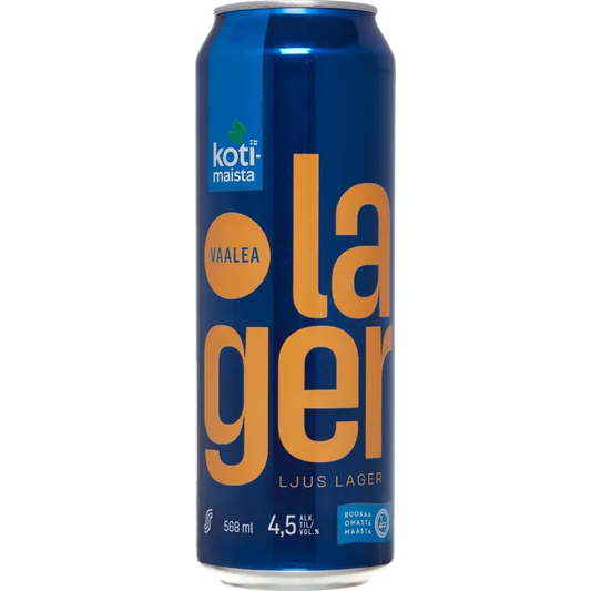 Kotimaista Vaalea lagerolut 4,5% 0,568 l tlk｜Kotimaista 淡饮料 4.5% 总计 0.568 升