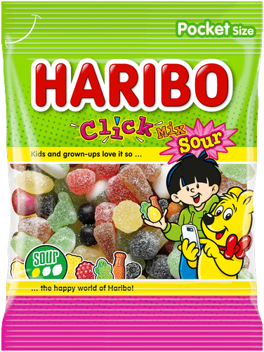 HARIBO Click Mix Sour 75克糖果袋｜HARIBO Click Mix Sour 75 g karkkipussi