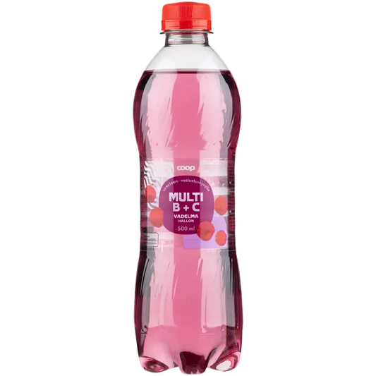 Coop vadelma B + C-vitamiini hiilihapotettu juoma 0,5l｜Coop 覆盆子B+维生素C碳酸饮料 0,5l