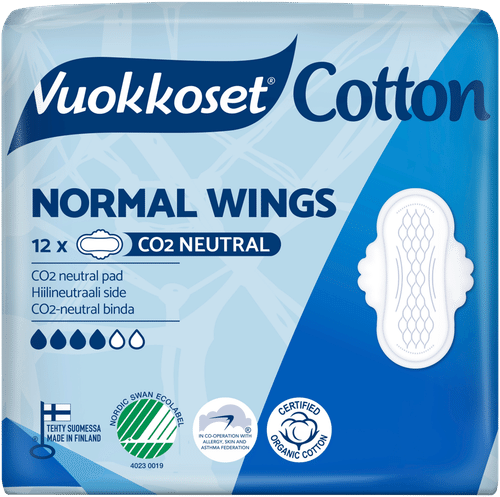 Vuokkoset Cotton Normal Wings ohutside 12 kpl
