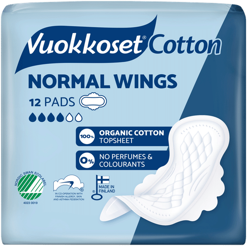 Vuokkoset Cotton Normal Wings 超薄护垫 12件